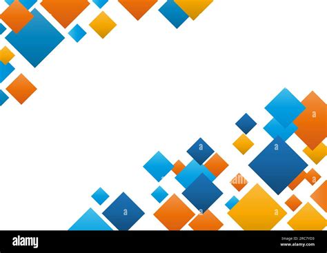 Abstract blue and orange square geometric pattern background, for cover ...