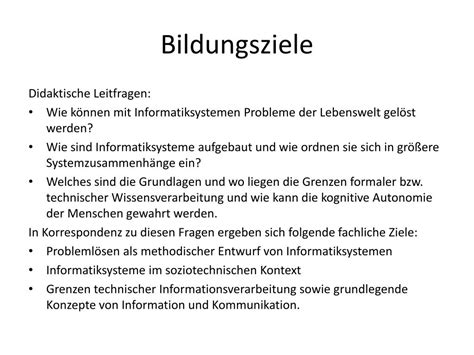 Ppt Grundlagen Und Bildungsziele Der Informatik In Der Schule