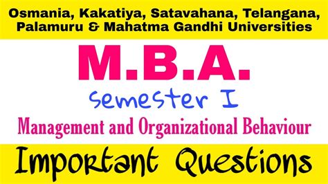 Management And Organizational Behaviour Mba St Semester Important