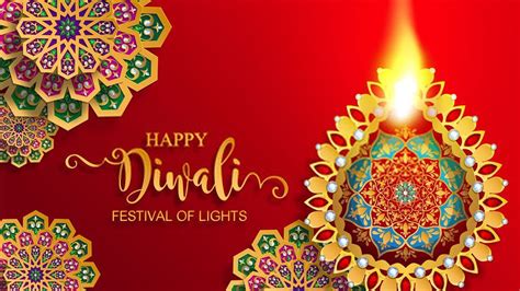 Happy Diwali Festival Of Lights In Red Background Hd Diwali Wallpapers Hd Wallpapers Id 92509