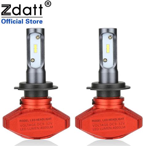 Zdatt 2pcs Fanless Csp Auto Headlights 80w 8000lm H7 Led Bulb Car Led Light 12v Super Bright