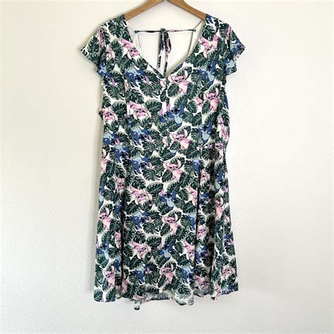 Hot Topic Disney Lilo Stitch Flutter Sleeve Tropica Gem