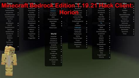 Minecraft Bedrock Edition Hack Client Horion Youtube