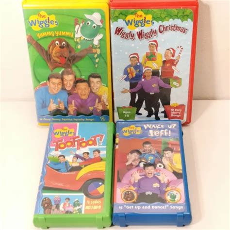 The Wiggles Vhs Lot Of 4 Yummy Yummy Wake Up Jeff Wiggle Time And Toot Toot £2174 Picclick Uk