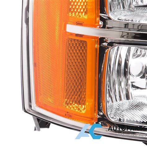 For 07 14 Gmc Sierra 1500 2500hd 3500hd Headlights Headlamps Pair Chrome Amber Ebay