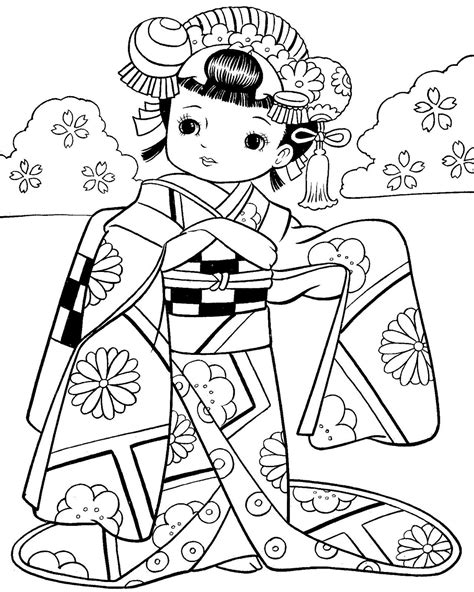 Mais Meninas Japonesas Para Colorir Desenhos Para Colorir