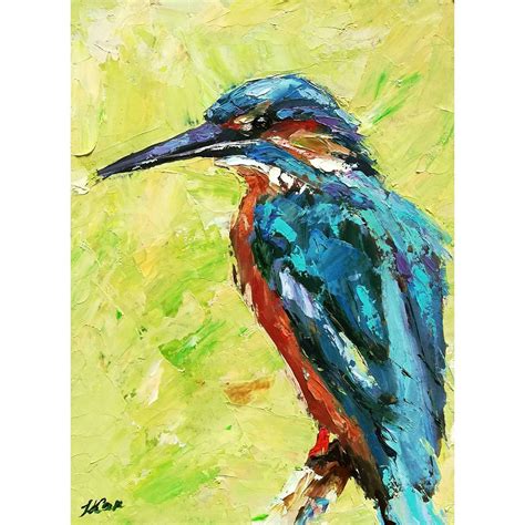 Eisvogel Original Lgem Lde Abstrakt Vogel Kunst Von Etsy