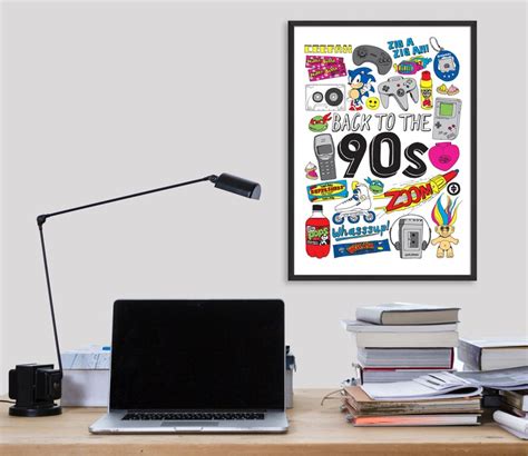 90s Retro Poster Nineties Pop Culture Illustrated Art Print Etsy