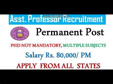 Permanent Asst Professor Vacancy Ii Salary Rs Pm Ii No Fee