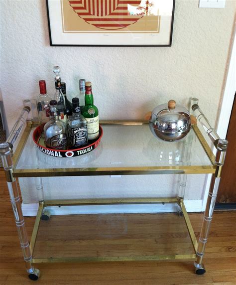 The Treehouse 9 6 12 Lucite Glass And Brass Bar Cart