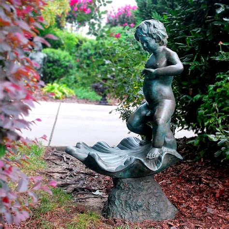 Bronze Girl With Birdbath Fountain Sculpture Metropolitan Galleries Inc