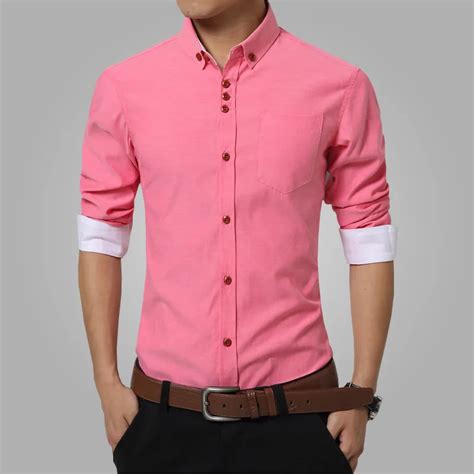 2018 Summer Mens Dress Shirts Cotton Solid Casual Shirt Men Slim Fit Plus Size Long sleeve ...