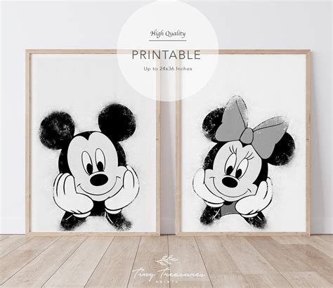 Vintage Mickey And Minnie Mouse Prints Disney Nursery Set Etsy