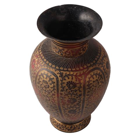 Hand Painted Brass Mughal Design Flower Vase