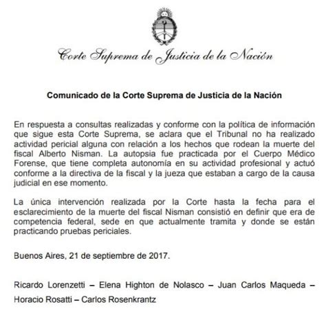 Caso Nisman Corte Suprema Aclaró Que No Hizo Pericias Crónica