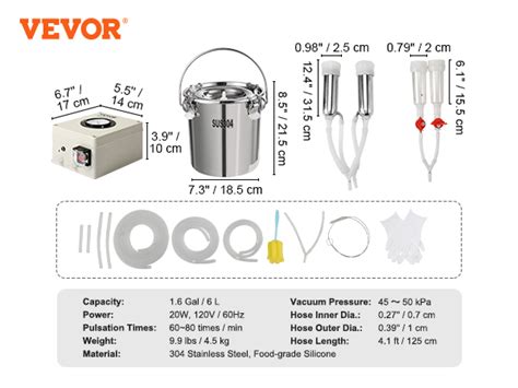 Vevor Goat Milking Machine L Stainless Steel Bucket Electric