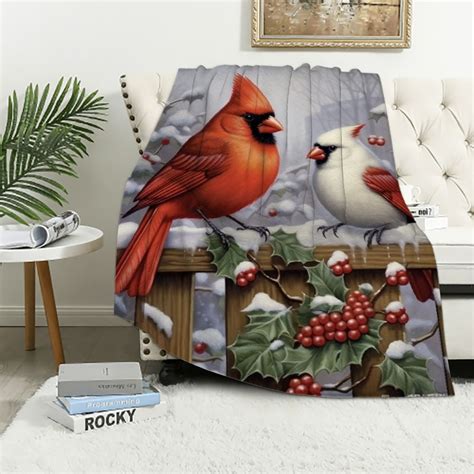 Eastsmooth Snow Winter And Red Cardinals Blanket Sympathy Memory T