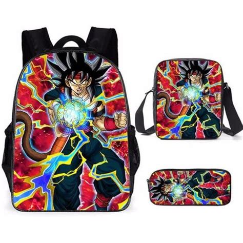 Sac à Dos Dragon Ball Z Goku et étui à Crayons Lunch Bag pour Garçons