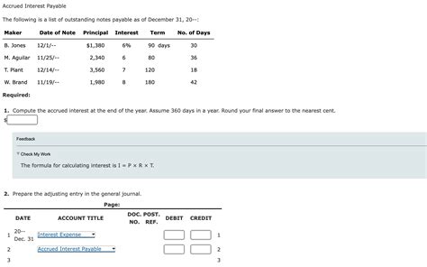 Solved Accrued Interest Payable The Following Is A List Of Chegg