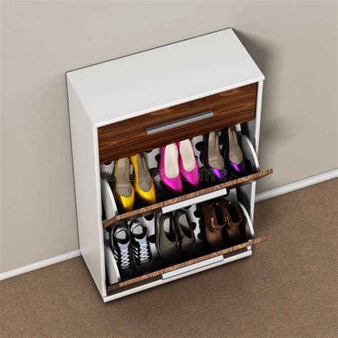 Contemporary Shoe Cabinet Design 3d Illustration Stock Illustration