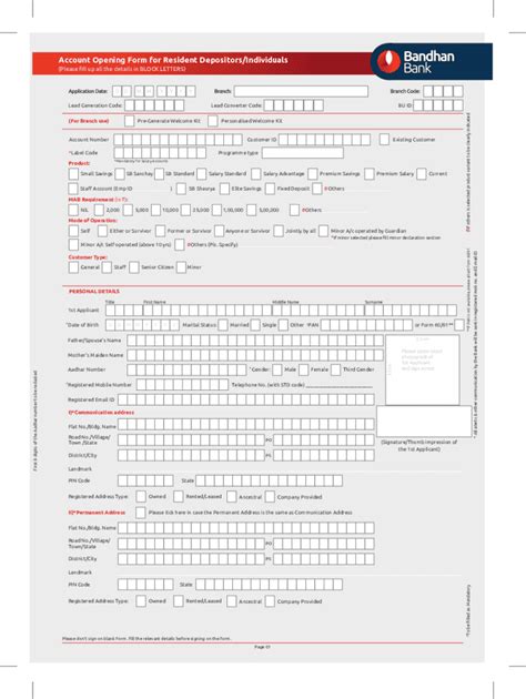 Fillable Online Account Opening Form For Resident Individual Part I