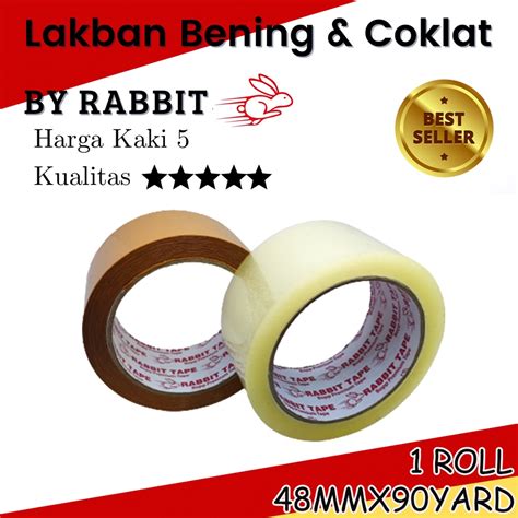 Jual Lakban Bening Lakban Coklat OPP RABBIT TAPE 2 Inch 48mm X 90