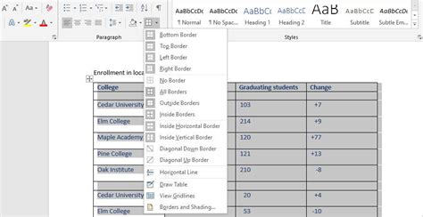 How to Format Table Border Lines in Microsoft Word