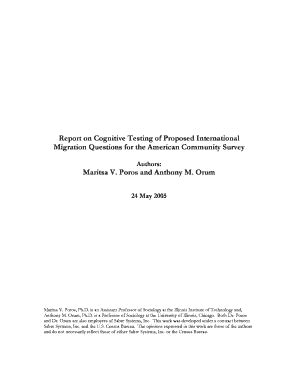 Fillable Online Copafs Census Cognitive Testing Report White Paper