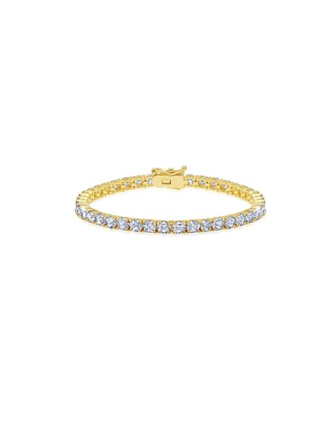 Mens Brilliant Cut Tennis Bracelet Finished In 18kt Yellow Gold Crislu