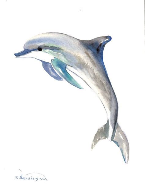 Dolphin Painting Original Watercolor Painting X In Sea World