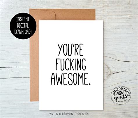 Youre Awesome Printable Encouragement Card Etsy