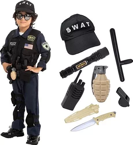 Hermoso Disfraz De Policia Niño Swat Unisex Hallowen Cosplay Meses