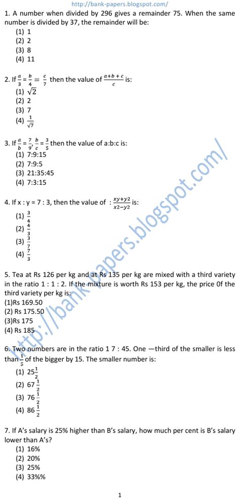 Quantitative Aptitude Questions For Bank Exams