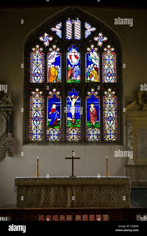 Stained Glass Window Above The Altar In St Andrews Church At