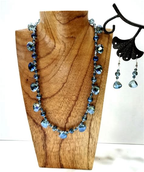 Slate Blue Crystal Briolette Swarovski Crystal Set