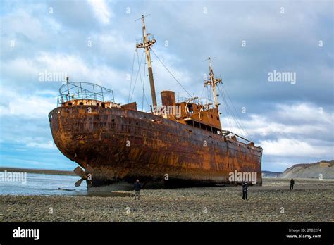 Abandoned Aground Commercial Ship At Cabo San Pablo Beach Tierra Del