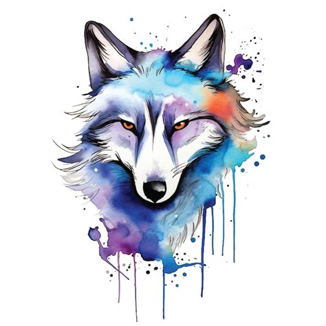 Bela Ilustra O De Pintura Em Aquarela De Lobo Vetor Premium