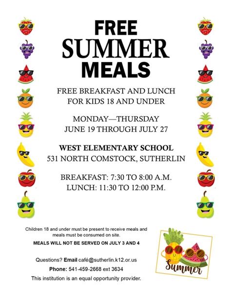 Summer Food Program Sutherlin Middle School