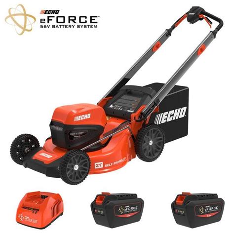 Echo Eforce 56 Volt Cordless Battery Lawn Mower And Battery Combo Kit With 2 50ah Battery And