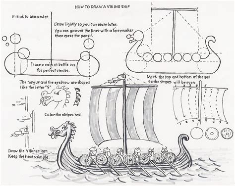 How to Draw Worksheets for The Young Artist: How to Draw a Viking Ship ...