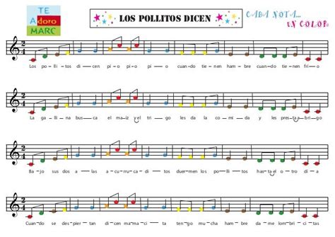 Los Pollitos Music Notes Songs Piano