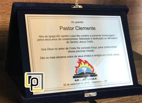 Placa Homenagem Pastor Parcelamento Sem Juros