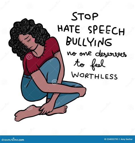 Stop Hate Speech and Bullying People, Sadness Woman Cartoon Illustration Stock Illustration ...