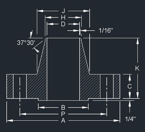 Flange Weld Neck Ansi Class B In