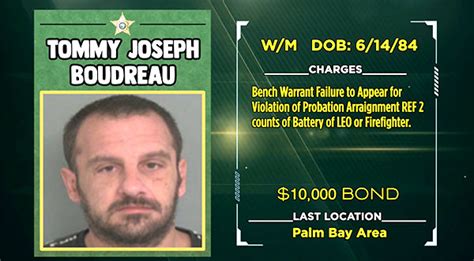 WHEEL OF FUGITIVE Brevard Sheriffs Office Names Tommy Boudreau