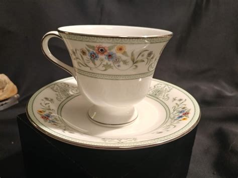 Free Shipping Wedgwood Agincourt Green Footed Cup With Matching Saucer