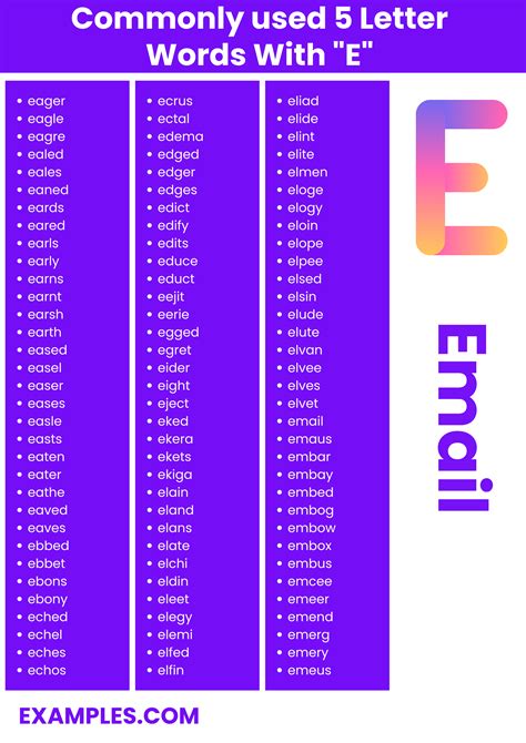 Letter Words With E List Meaning Pdf