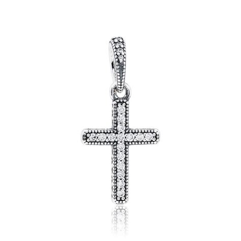 Pandora Sparkling Cross Pendant In Sterling Silver With Clear Cubic