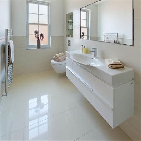 White Porcelain Floor Tile Bathroom Flooring Ideas