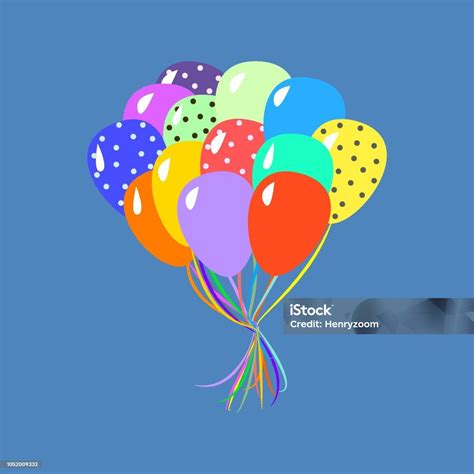 Colorful Balloons Vector Illustration On Blue Background Stock